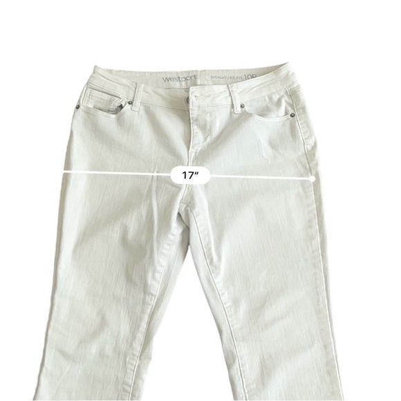 Westport signature fit ankle denim jeans white pockets buttons detail Women 10 P - Picture 7 of 13